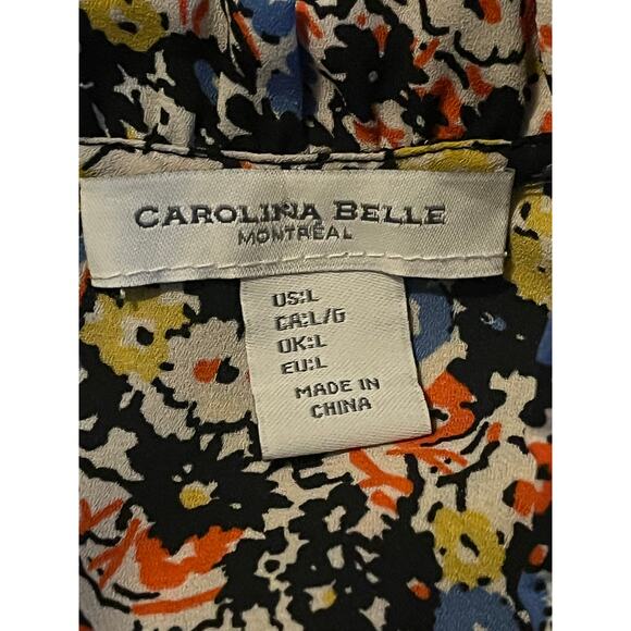 Women's Carolina Belle Floral Print Flowy Boho Blouse Top Shirt Size Large - Picture 3 of 7